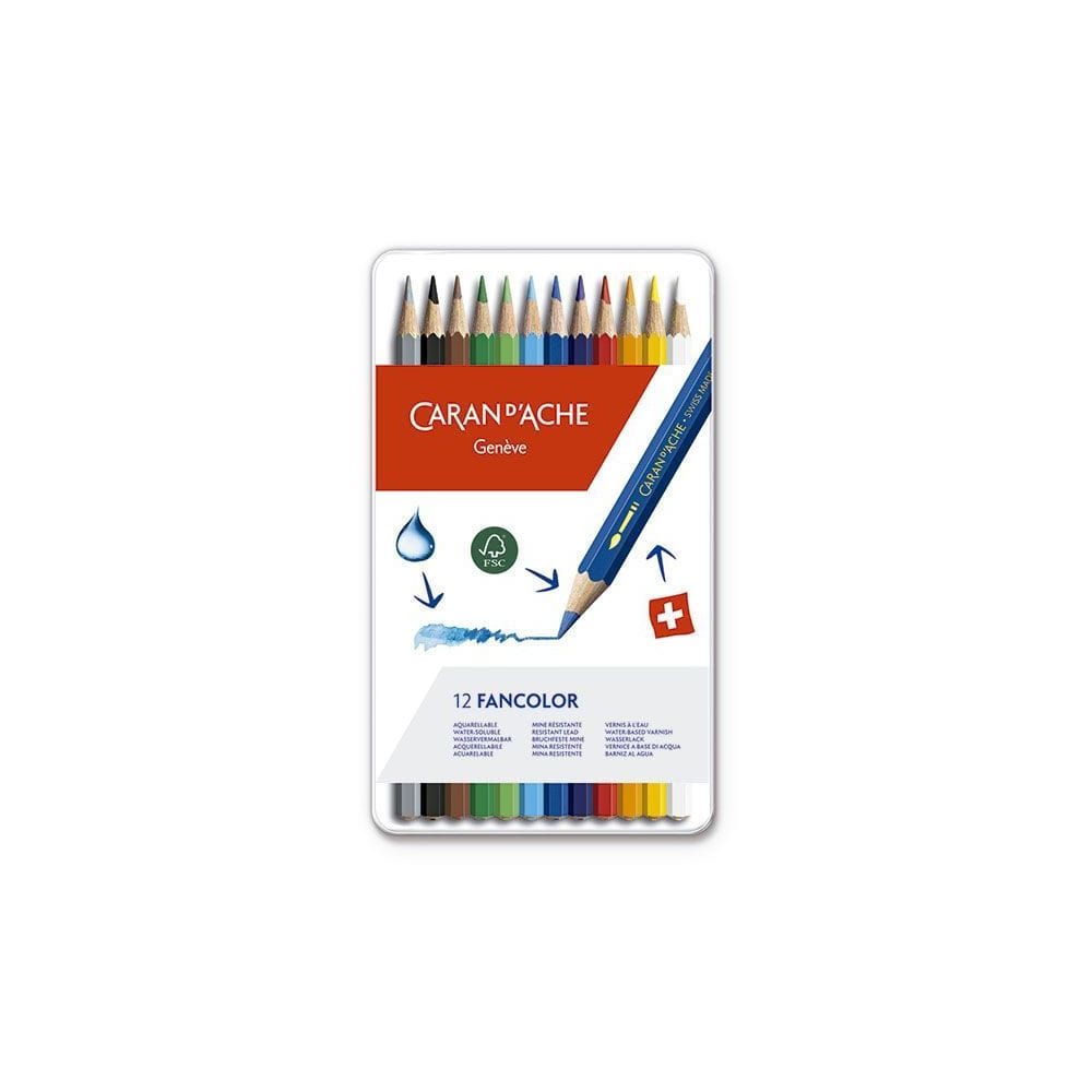 Caran d'Ache, Fancolor Water-Soluble Colored Pencils, 40 Colors 
